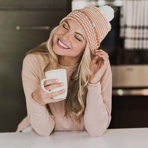 KrochetKids copper and white beanie